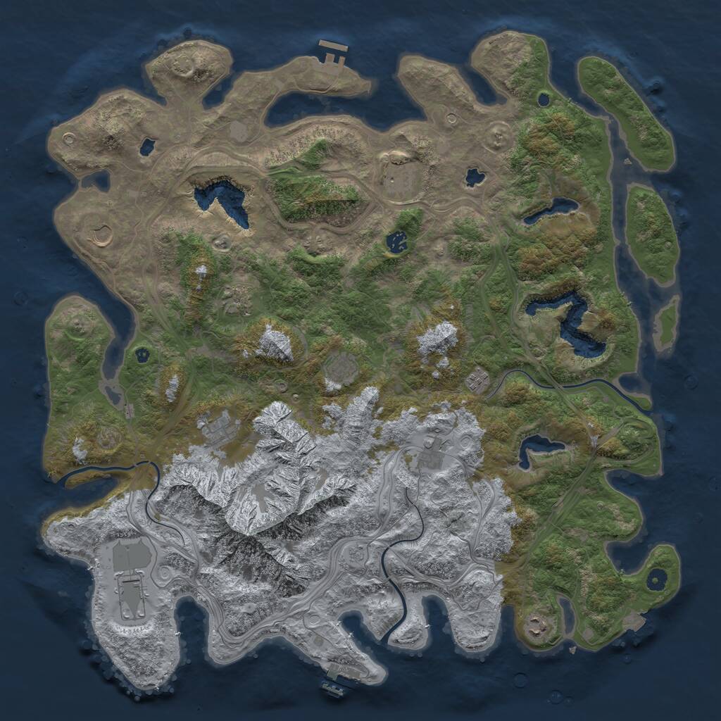 Rust Map: Procedural Map, Size: 5000, Seed: 24003050, 16 Monuments