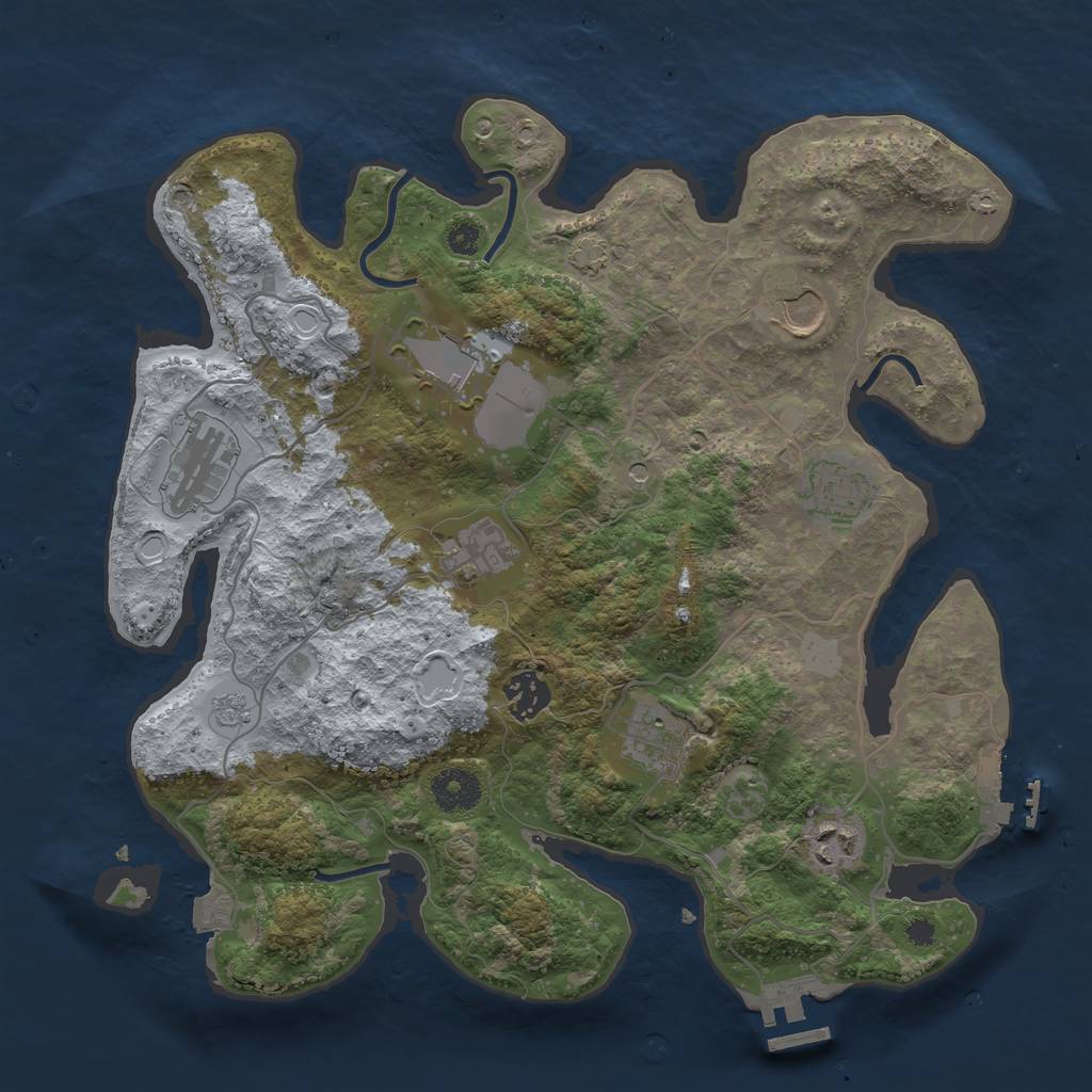 Rust Map: Procedural Map, Size: 3500, Seed: 554747635, 16 Monuments