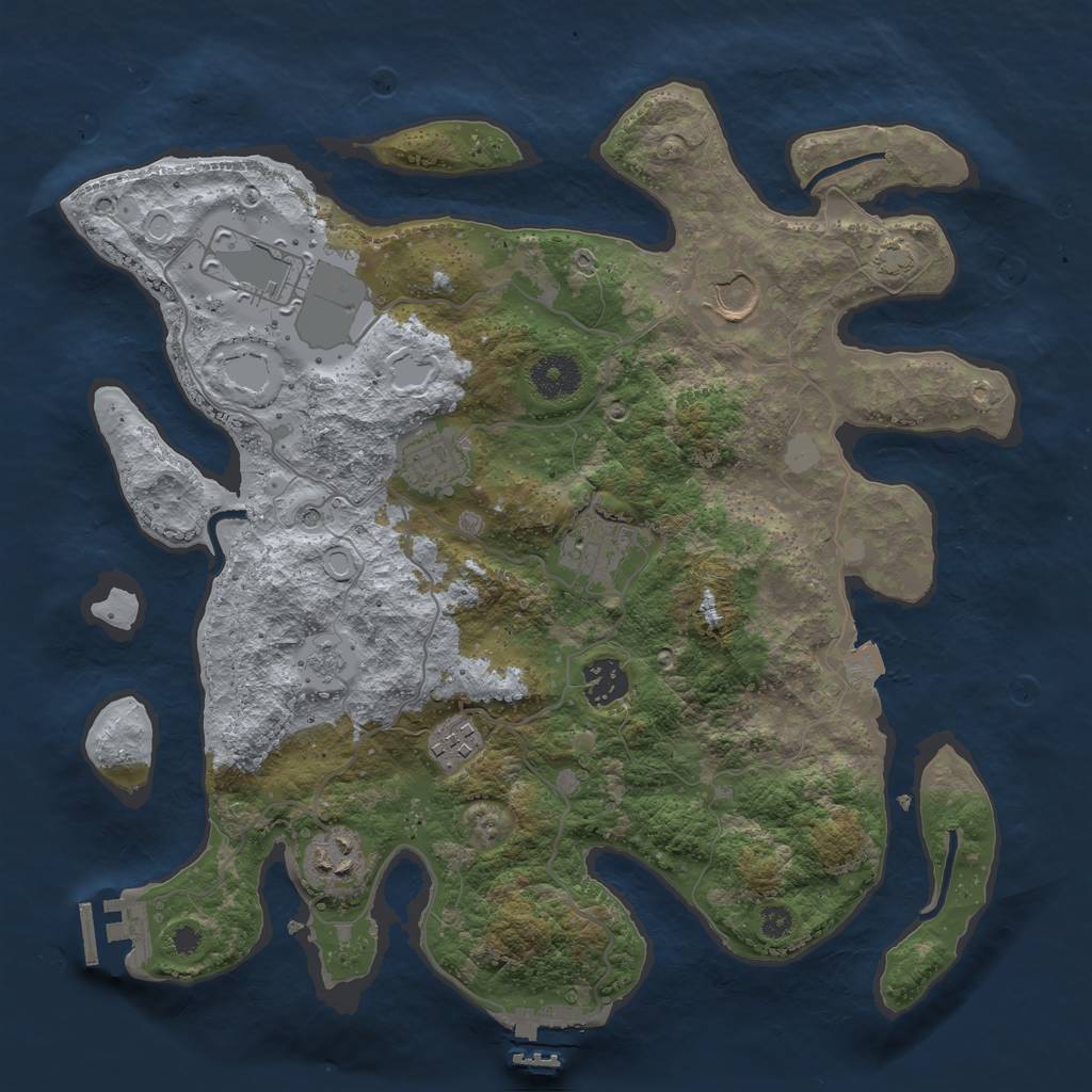 Rust Map: Procedural Map, Size: 3500, Seed: 77728487, 15 Monuments