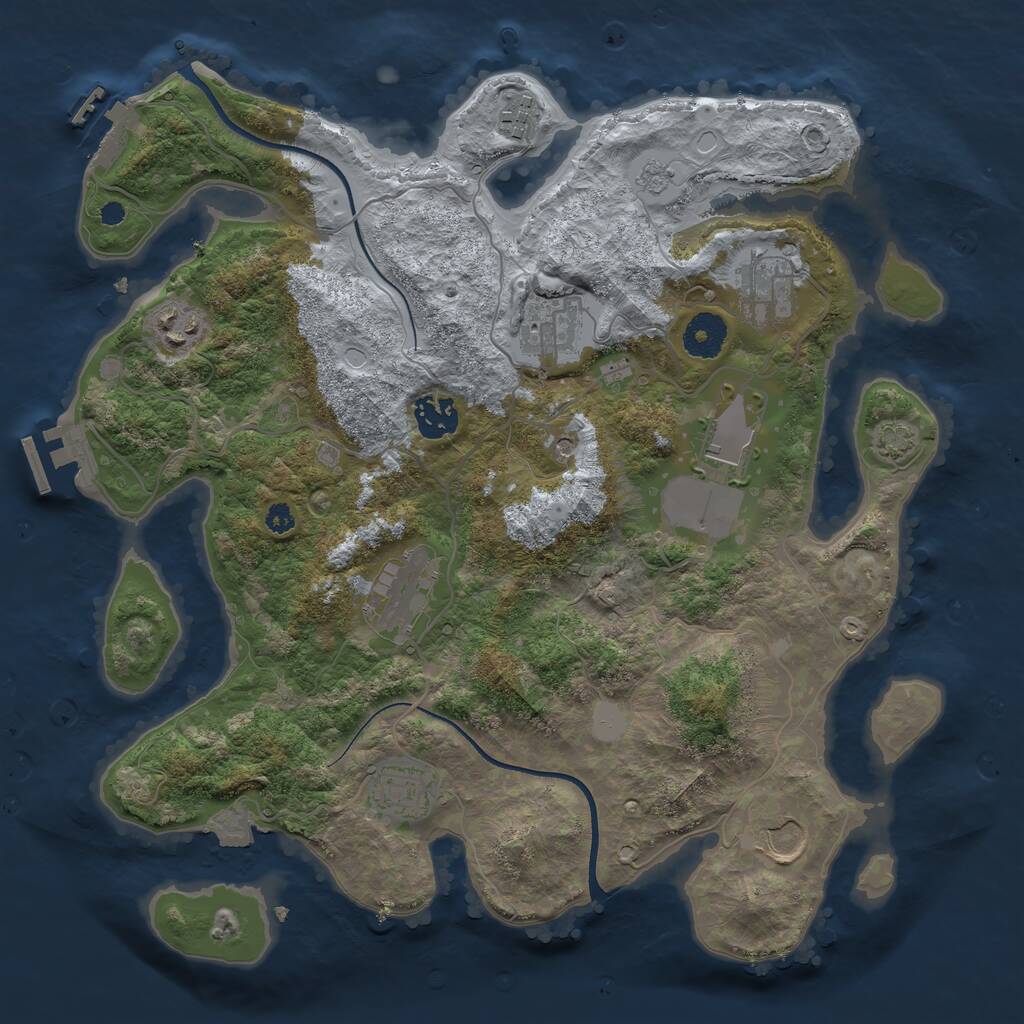 Rust Map: Procedural Map, Size: 3500, Seed: 285444582, 15 Monuments
