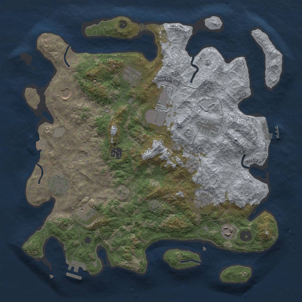 Rust Map: Procedural Map, Size: 3875, Seed: 1335728974, 18 Monuments