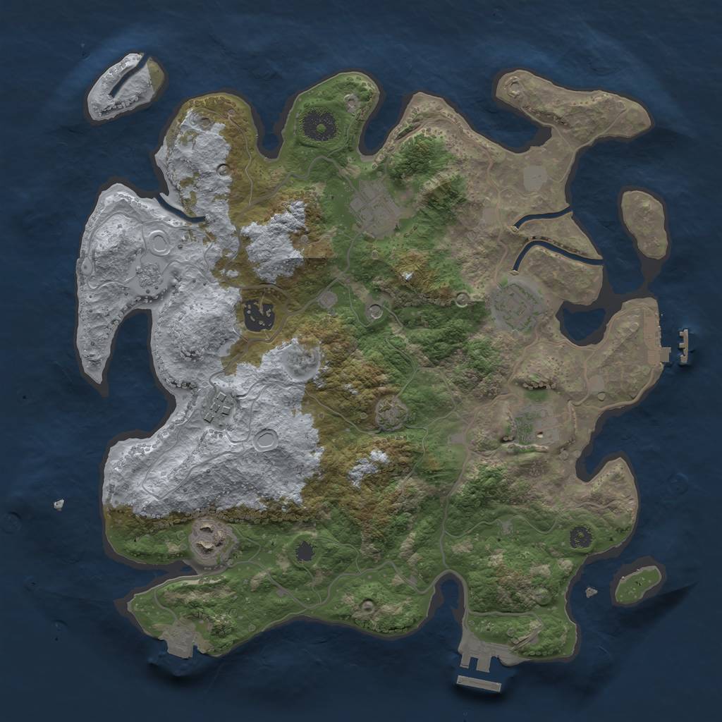 Rust Map: Procedural Map, Size: 3300, Seed: 2007884567, 14 Monuments