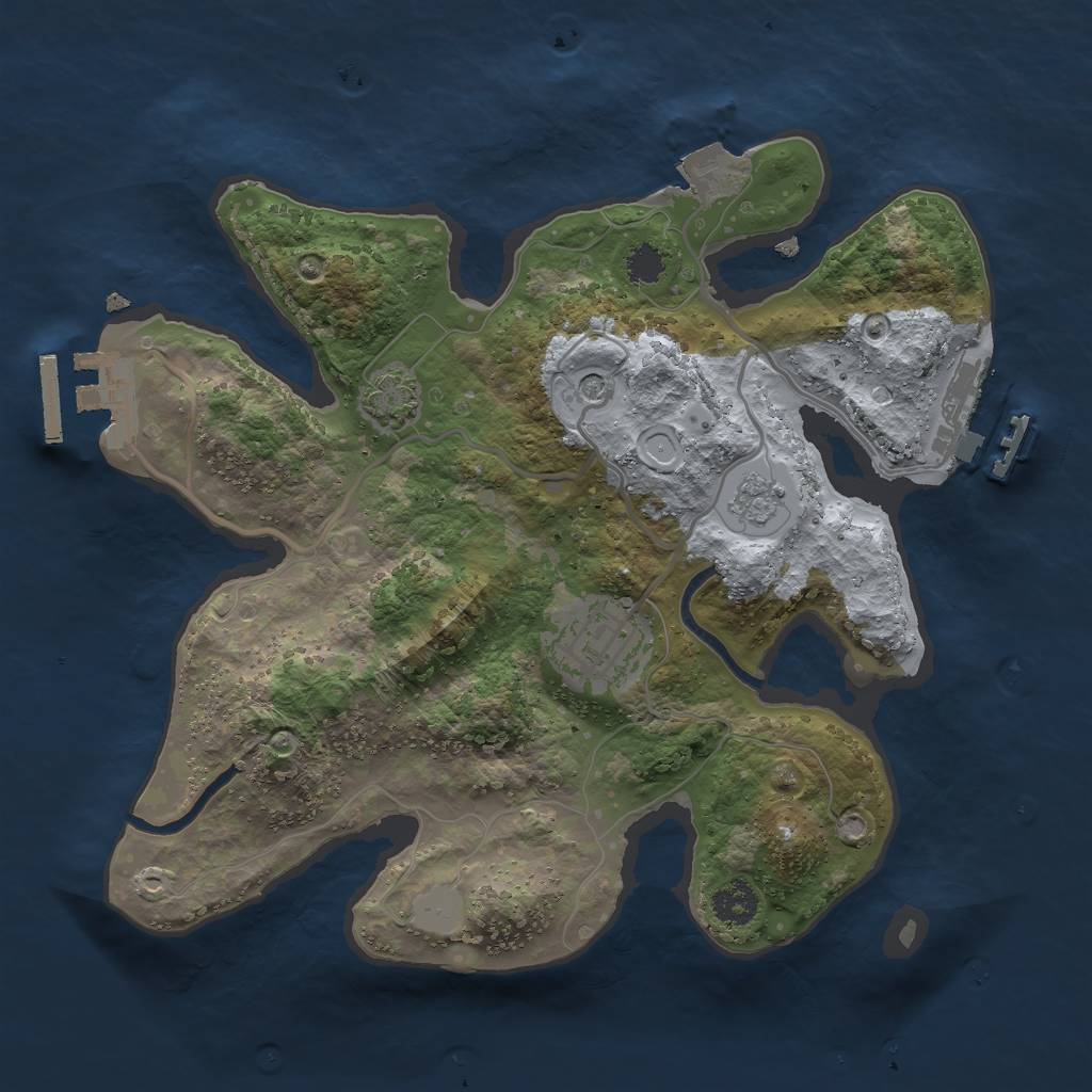 Rust Map: Procedural Map, Size: 2500, Seed: 336433471, 9 Monuments