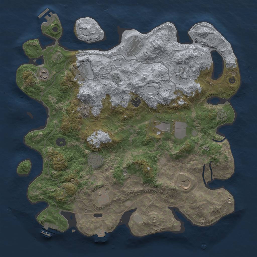 Rust Map: Procedural Map, Size: 4000, Seed: 505463715, 18 Monuments