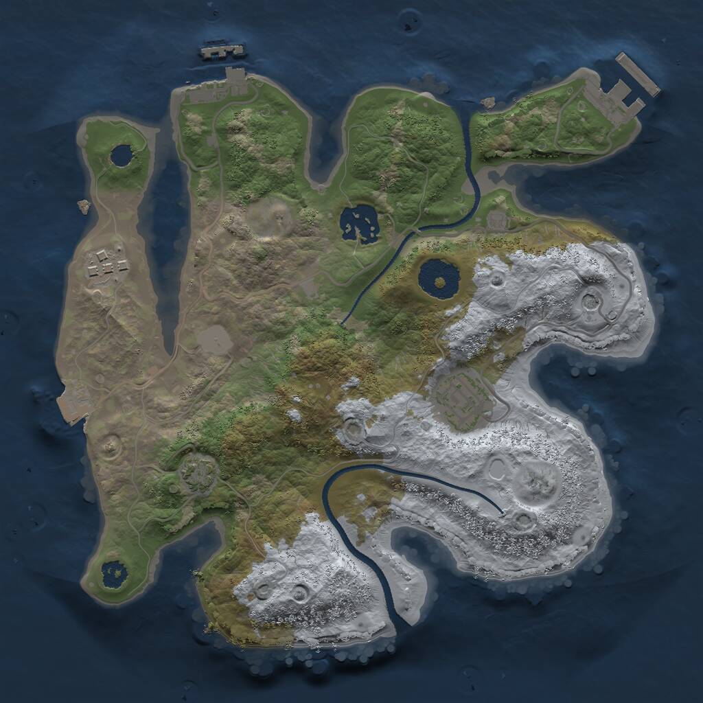 Rust Map: Procedural Map, Size: 2600, Seed: 842295180, 8 Monuments