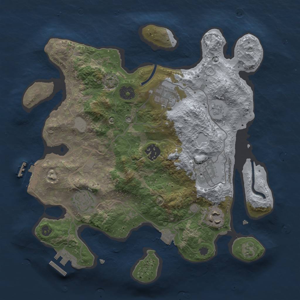 Rust Map: Procedural Map, Size: 3000, Seed: 177977571, 12 Monuments