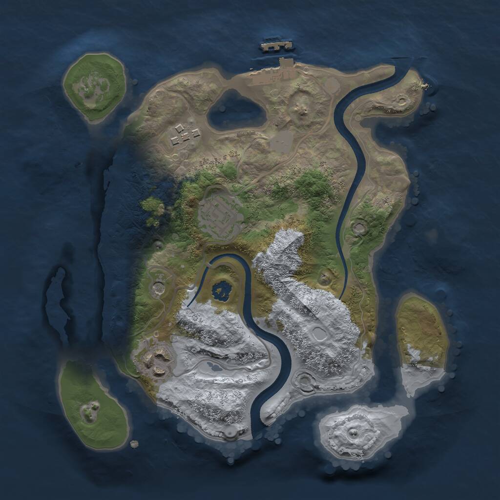 Rust Map: Procedural Map, Size: 2500, Seed: 1477308939, 6 Monuments