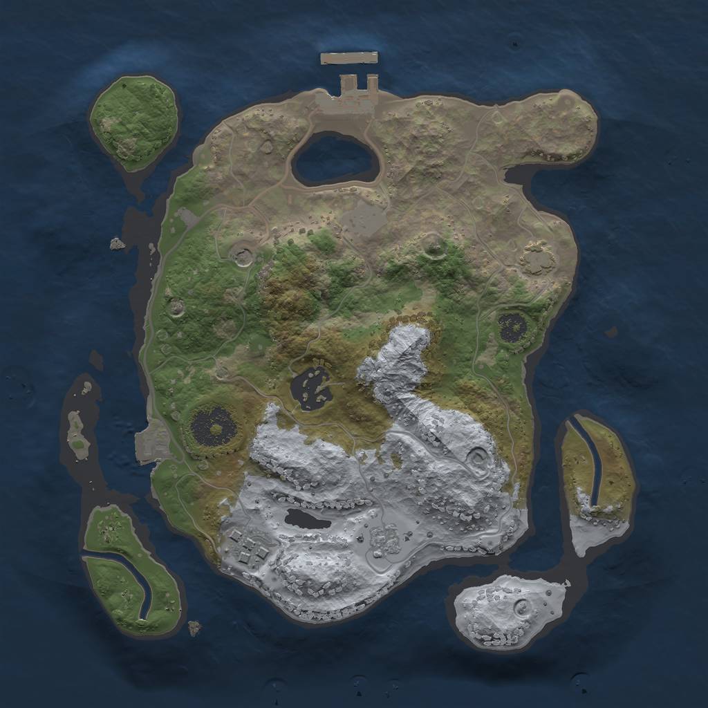 Rust Map: Procedural Map, Size: 2500, Seed: 1477308939, 9 Monuments