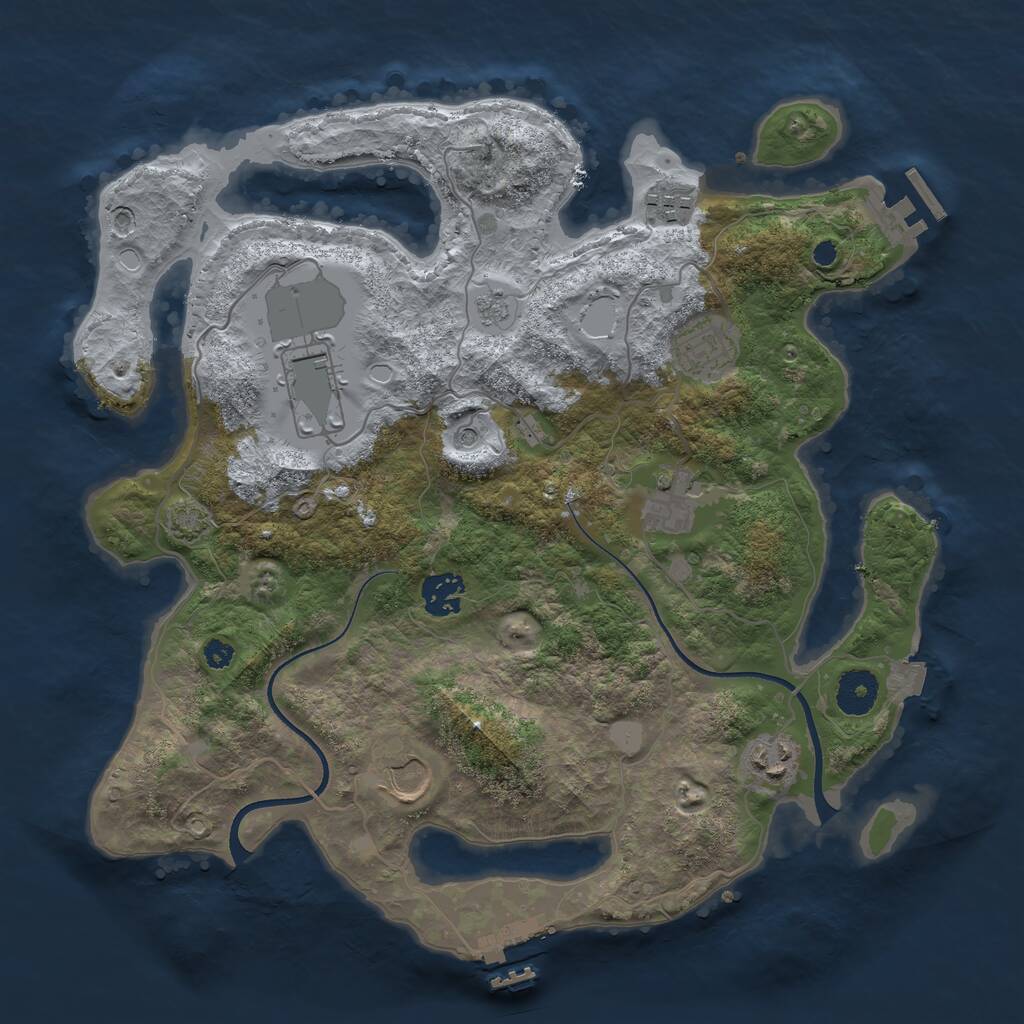 Rust Map: Procedural Map, Size: 3500, Seed: 1777841301, 13 Monuments