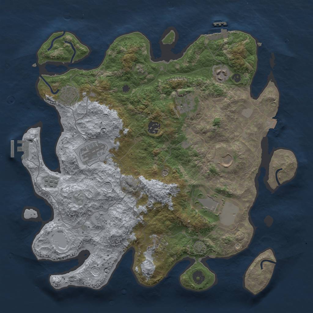 Rust Map: Procedural Map, Size: 3700, Seed: 93327310, 17 Monuments
