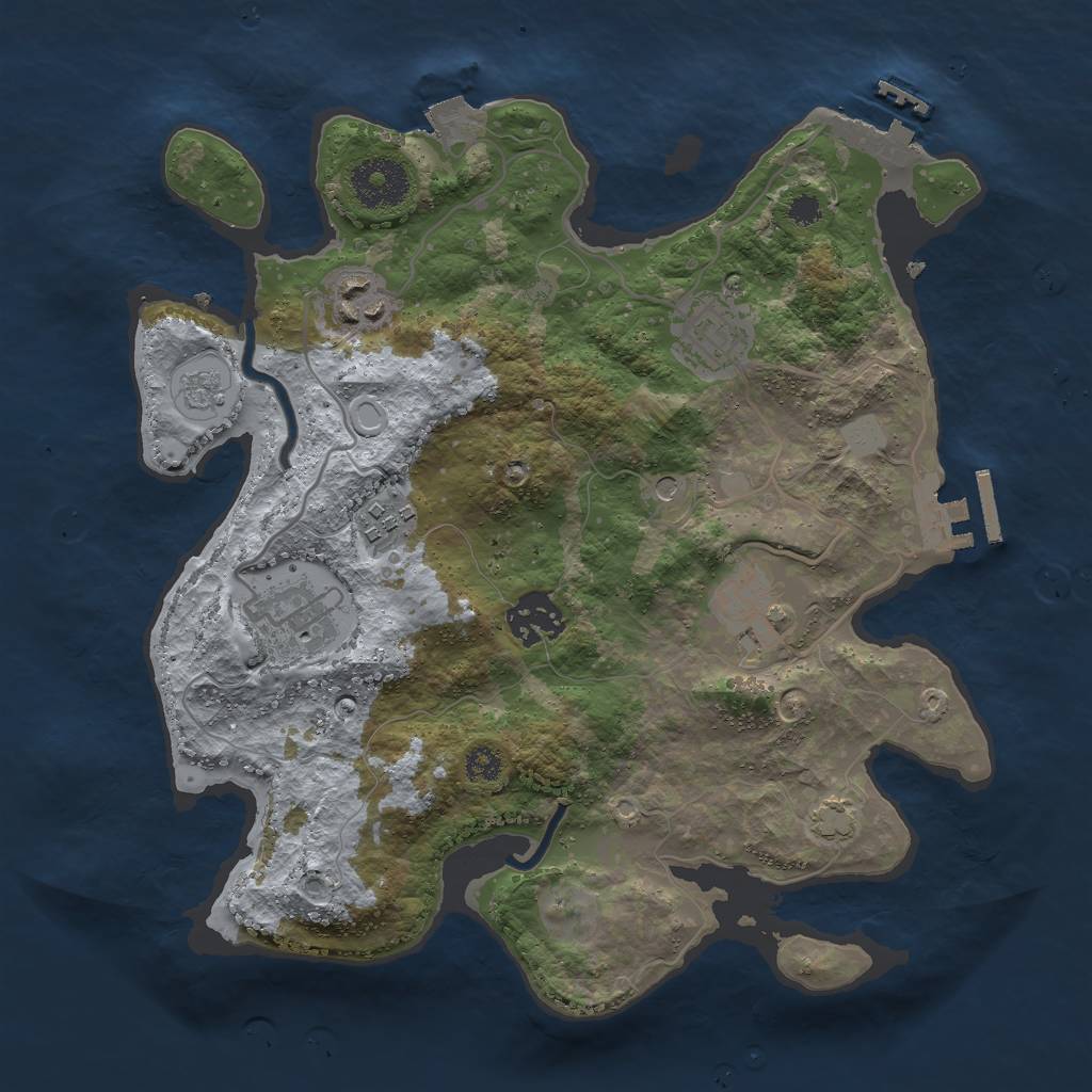 Rust Map: Procedural Map, Size: 3000, Seed: 1275217626, 14 Monuments
