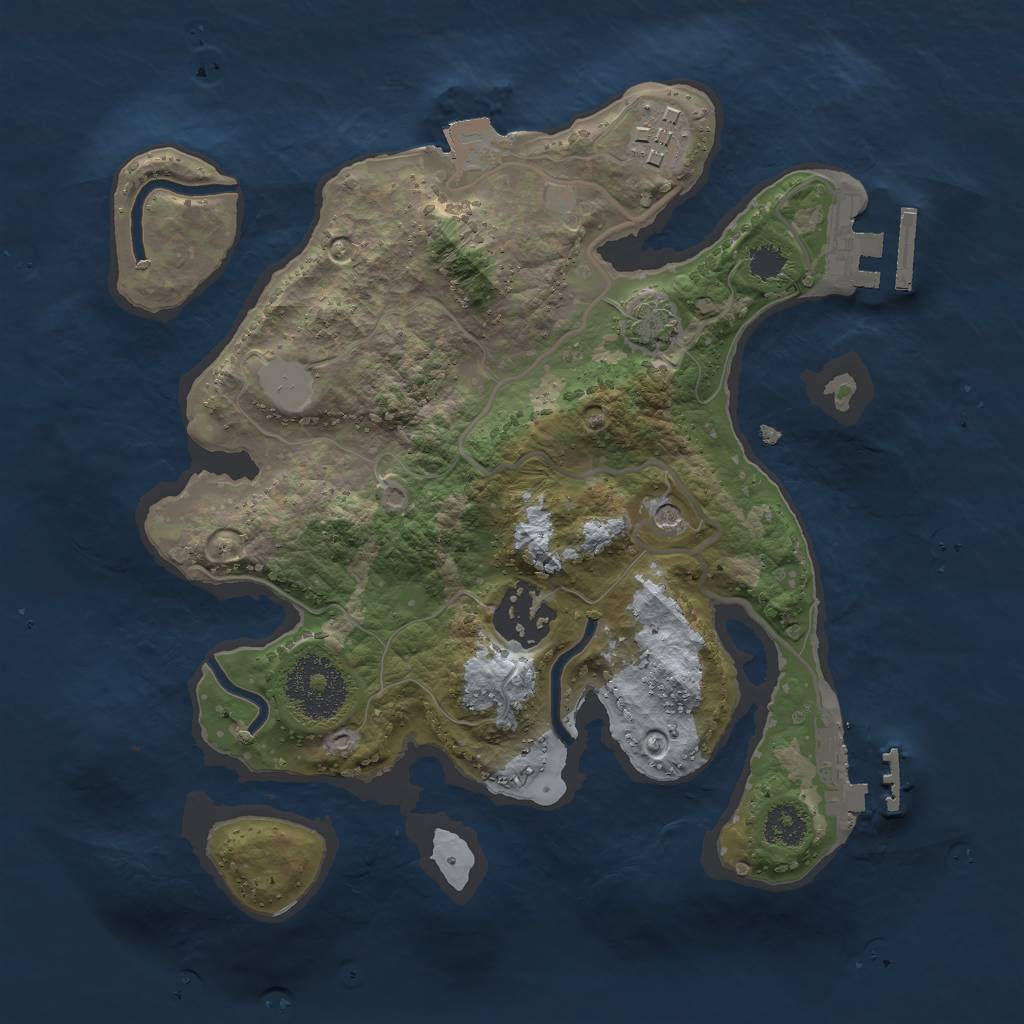 Rust Map: Procedural Map, Size: 2500, Seed: 43881, 9 Monuments