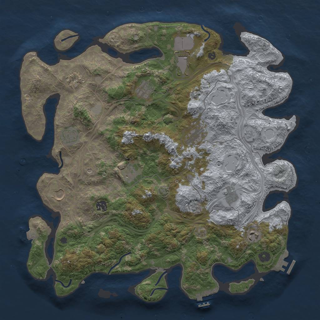 Rust Map: Procedural Map, Size: 4250, Seed: 8827, 19 Monuments