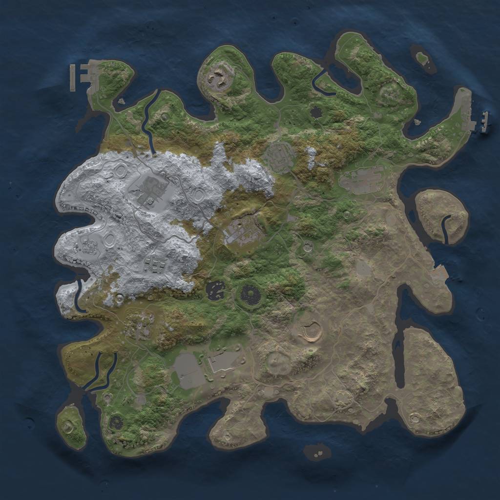 Rust Map: Procedural Map, Size: 3700, Seed: 250004120, 18 Monuments