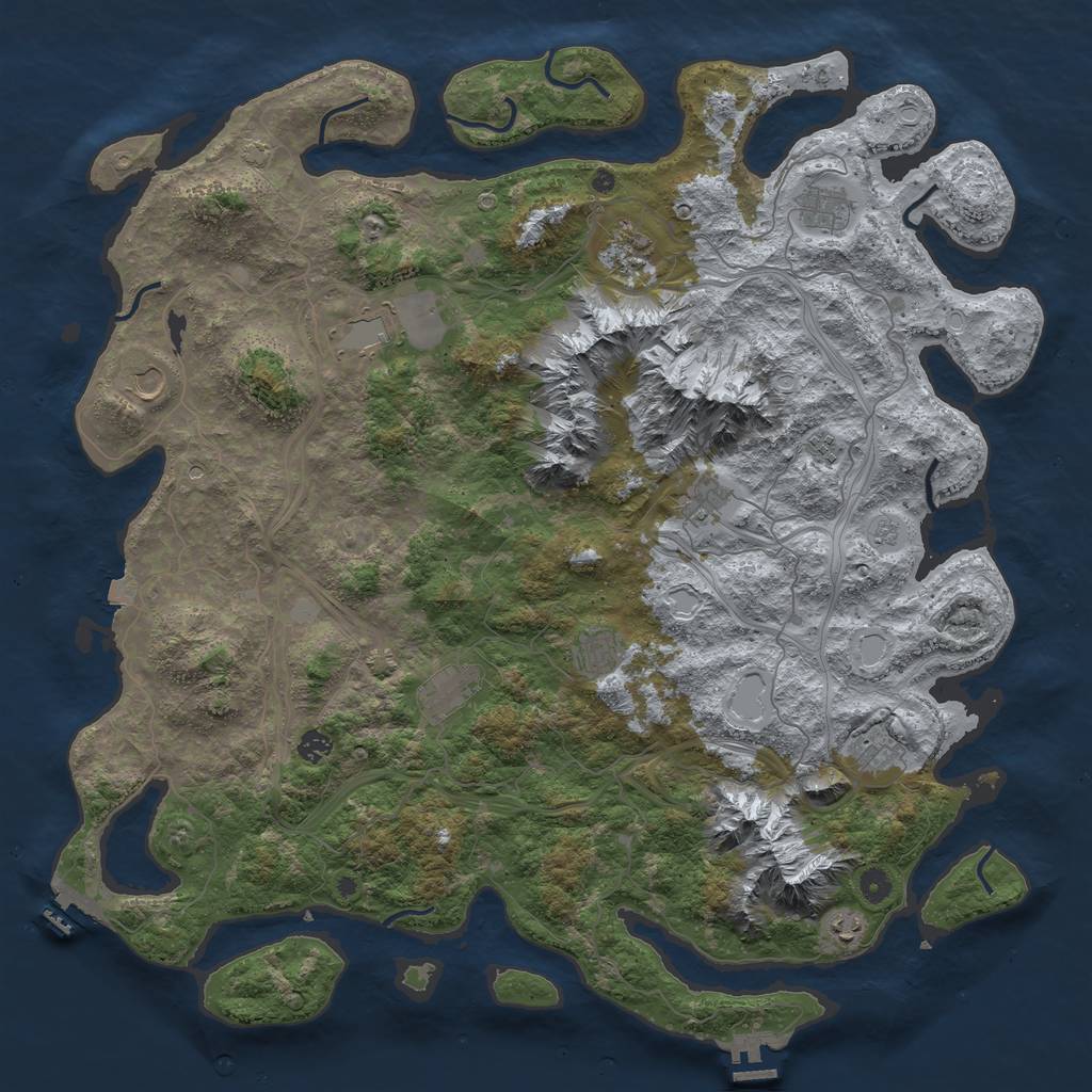 Rust Map: Procedural Map, Size: 5000, Seed: 166, 19 Monuments