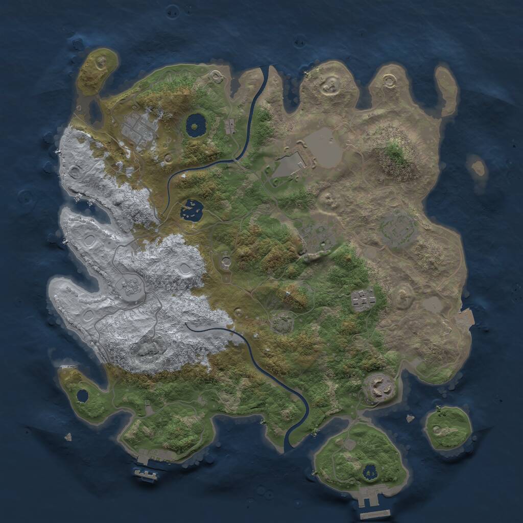 Rust Map: Procedural Map, Size: 3500, Seed: 383457135, 13 Monuments