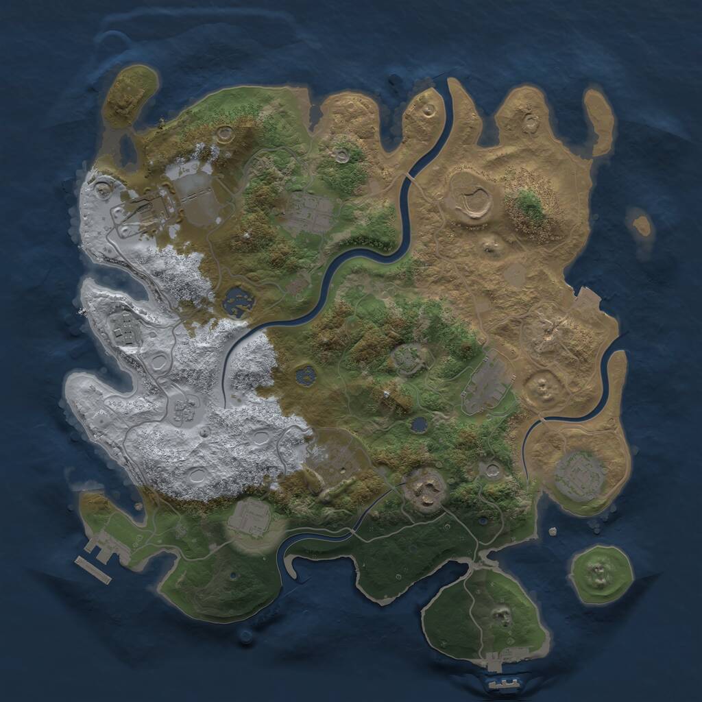 Rust Map: Procedural Map, Size: 3500, Seed: 383457135, 15 Monuments