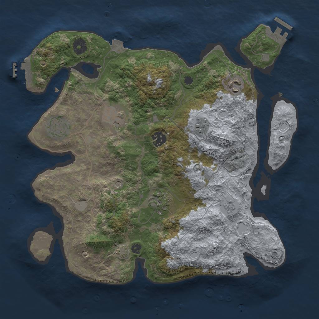 Rust Map: Procedural Map, Size: 3250, Seed: 680067389, 14 Monuments
