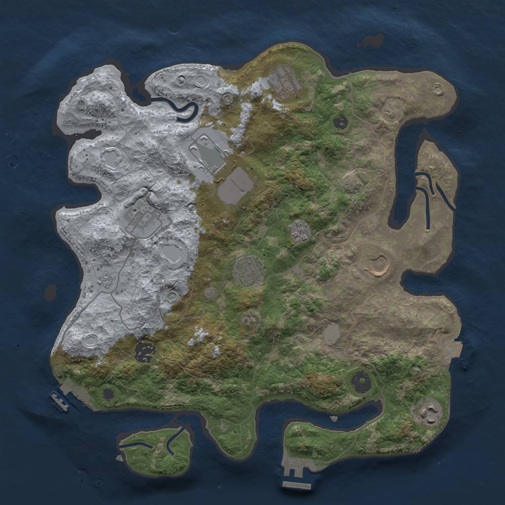 Rust Map: Procedural Map, Size: 3600, Seed: 21708, 16 Monuments