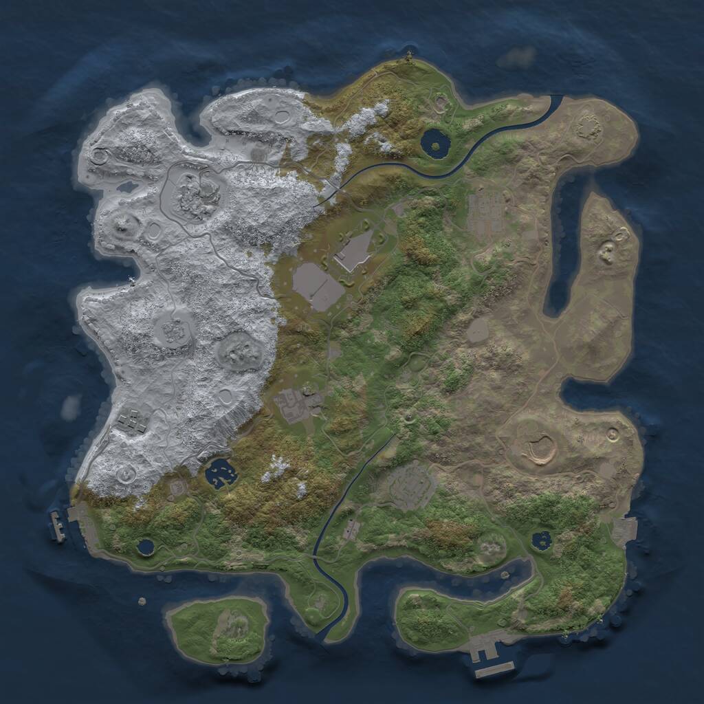 Rust Map: Procedural Map, Size: 3600, Seed: 21708, 13 Monuments