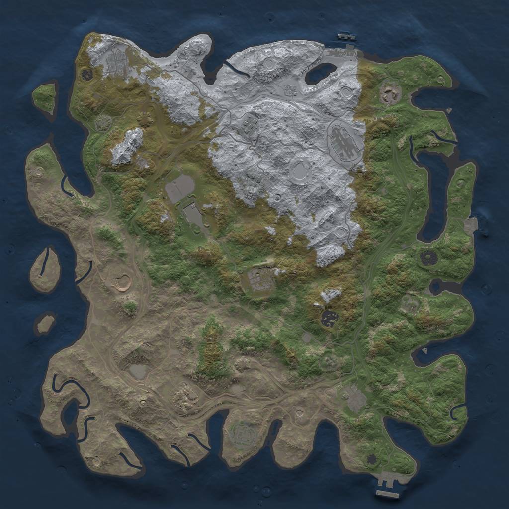 Rust Map: Procedural Map, Size: 4500, Seed: 1077597365, 19 Monuments