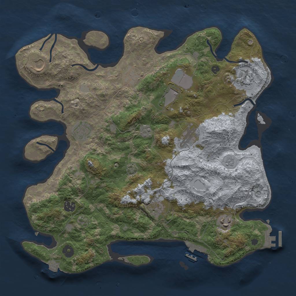 Rust Map: Procedural Map, Size: 3750, Seed: 77115, 18 Monuments