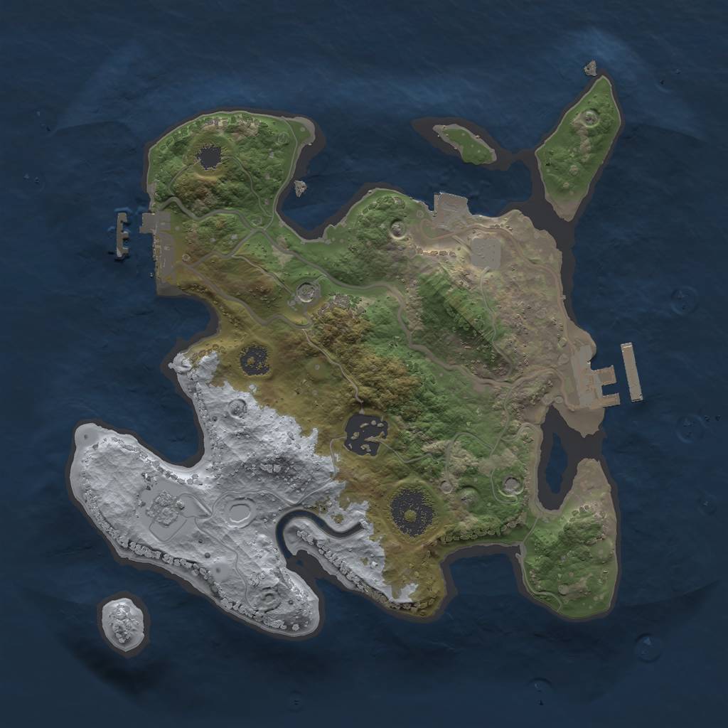 Rust Map: Procedural Map, Size: 2500, Seed: 579177467, 8 Monuments