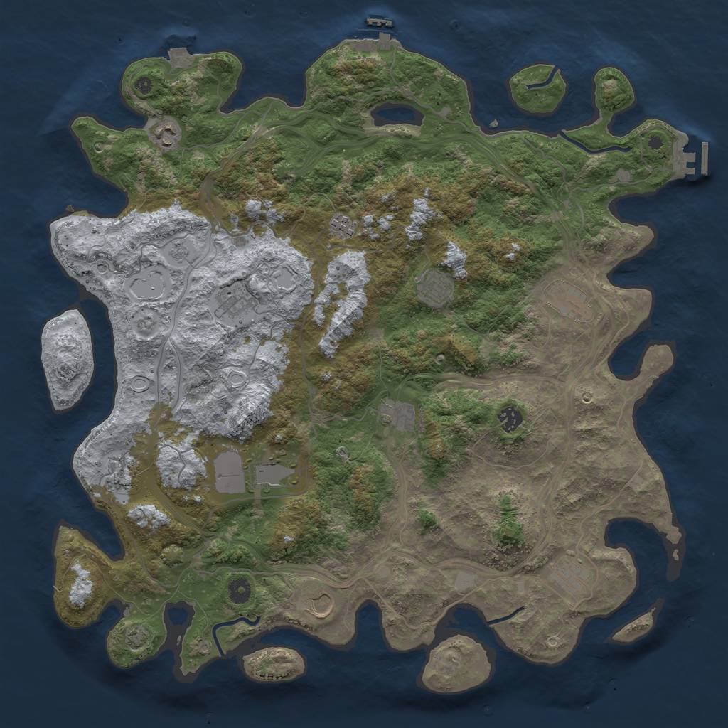Rust Map: Procedural Map, Size: 4500, Seed: 845021840, 19 Monuments