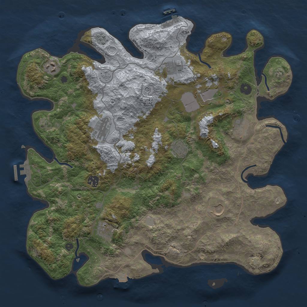 Rust Map: Procedural Map, Size: 4000, Seed: 608930367, 18 Monuments