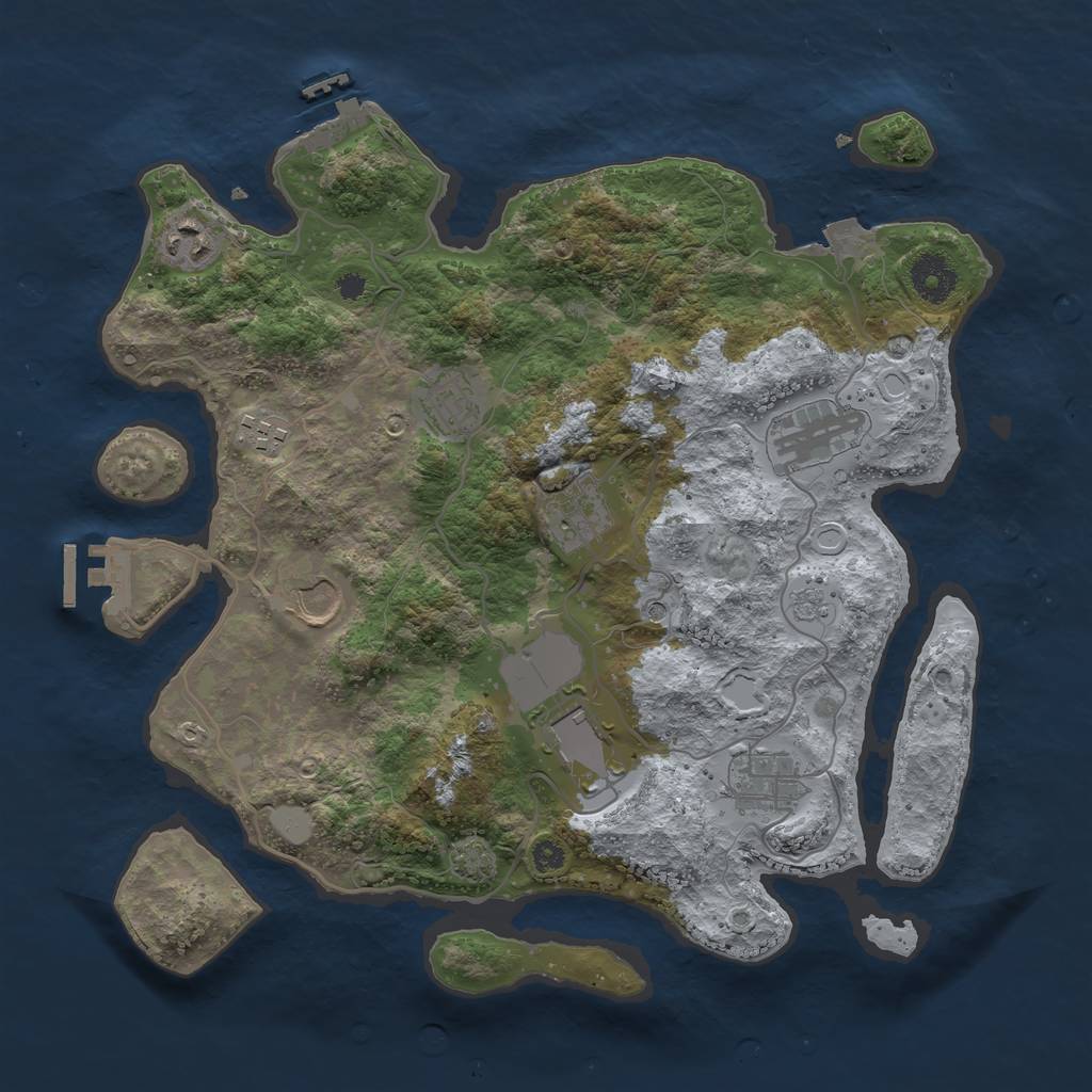 Rust Map: Procedural Map, Size: 3500, Seed: 852699151, 16 Monuments