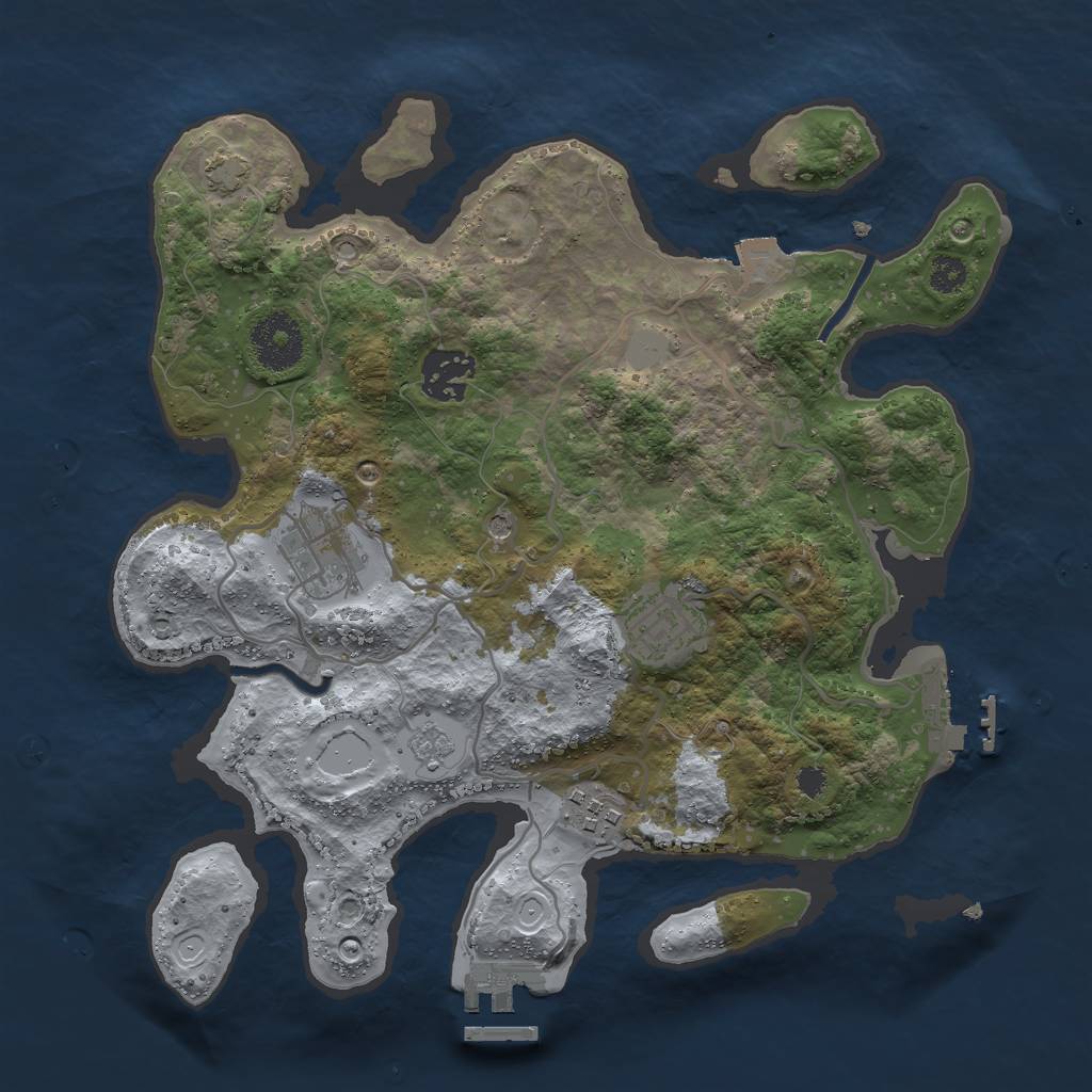 Rust Map: Procedural Map, Size: 3000, Seed: 19802, 12 Monuments