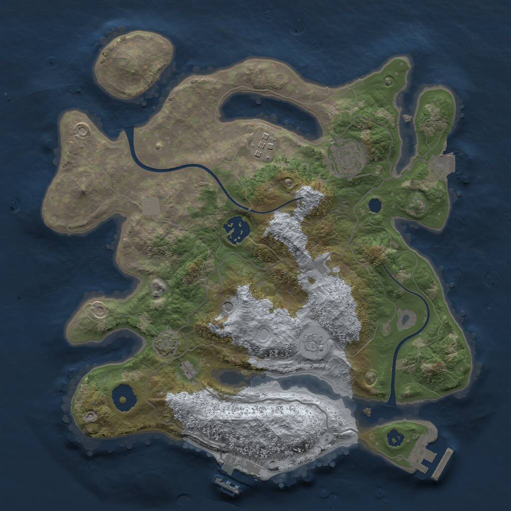 Rust Map: Procedural Map, Size: 3000, Seed: 573832928, 9 Monuments