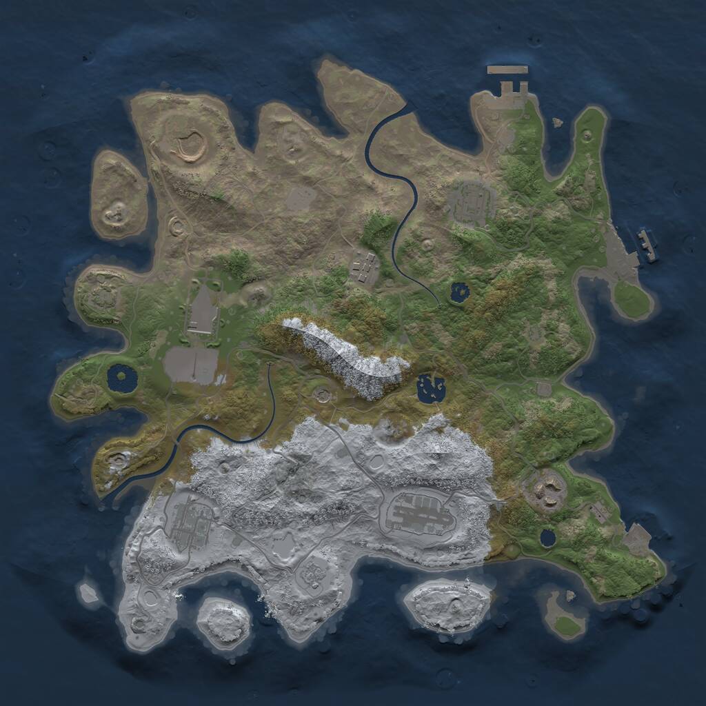 Rust Map: Procedural Map, Size: 3500, Seed: 854258971, 14 Monuments