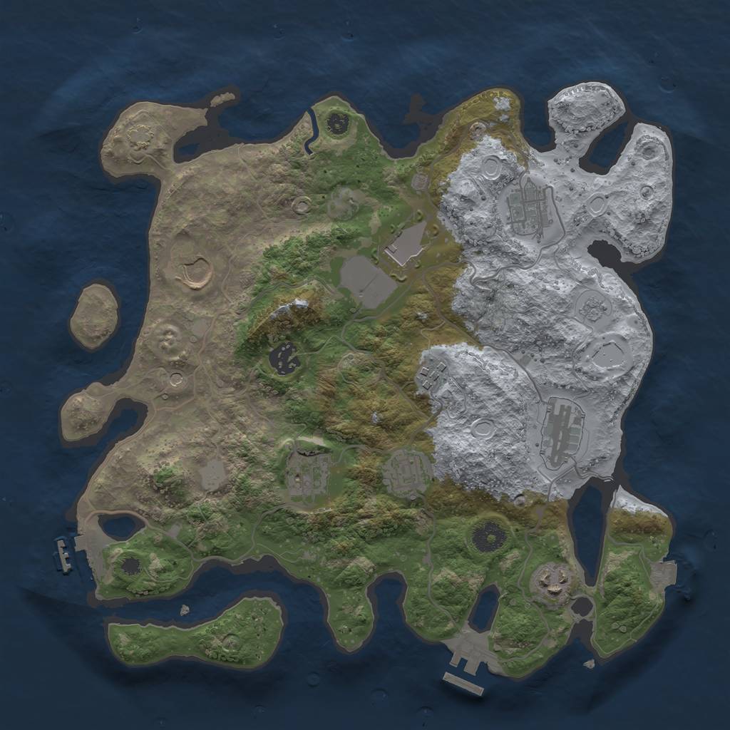 Rust Map: Procedural Map, Size: 3500, Seed: 641392965, 17 Monuments