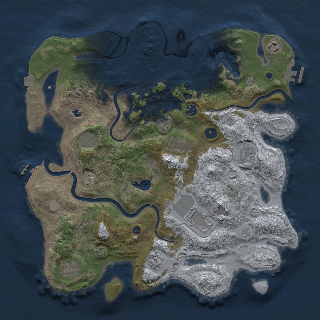 Rust Map: Procedural Map, Size: 4000, Seed: 1236755442, 15 Monuments