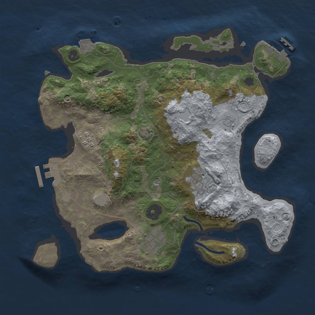 Rust Map: Procedural Map, Size: 3000, Seed: 3743, 11 Monuments