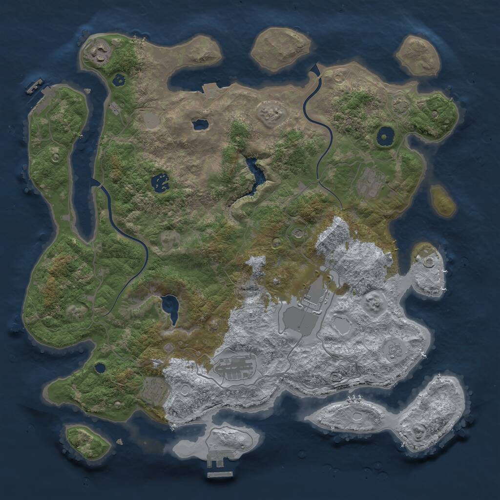 Rust Map: Procedural Map, Size: 4000, Seed: 40231, 12 Monuments