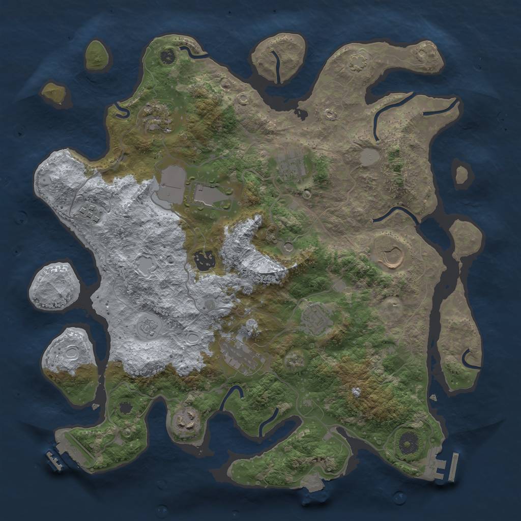 Rust Map: Procedural Map, Size: 3650, Seed: 58371766, 17 Monuments