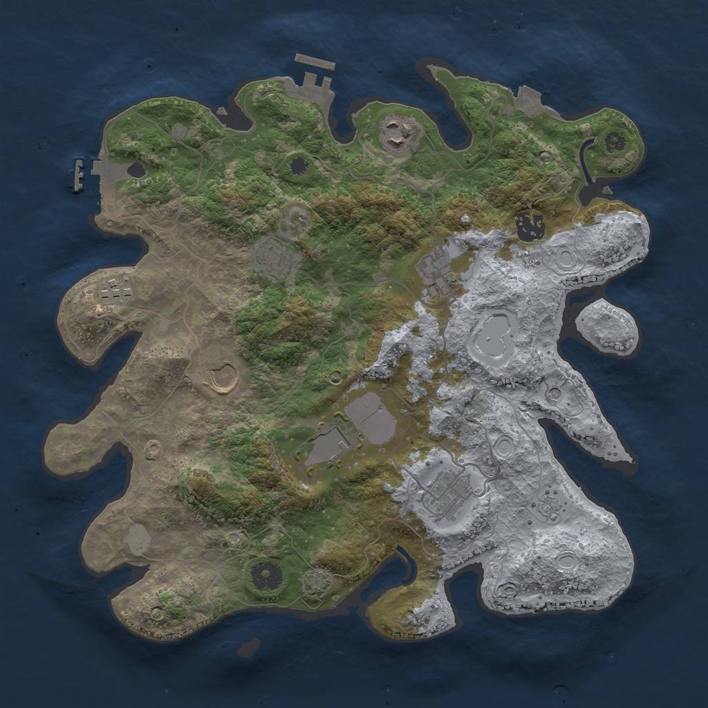 Rust Map: Procedural Map, Size: 3500, Seed: 392178336, 16 Monuments