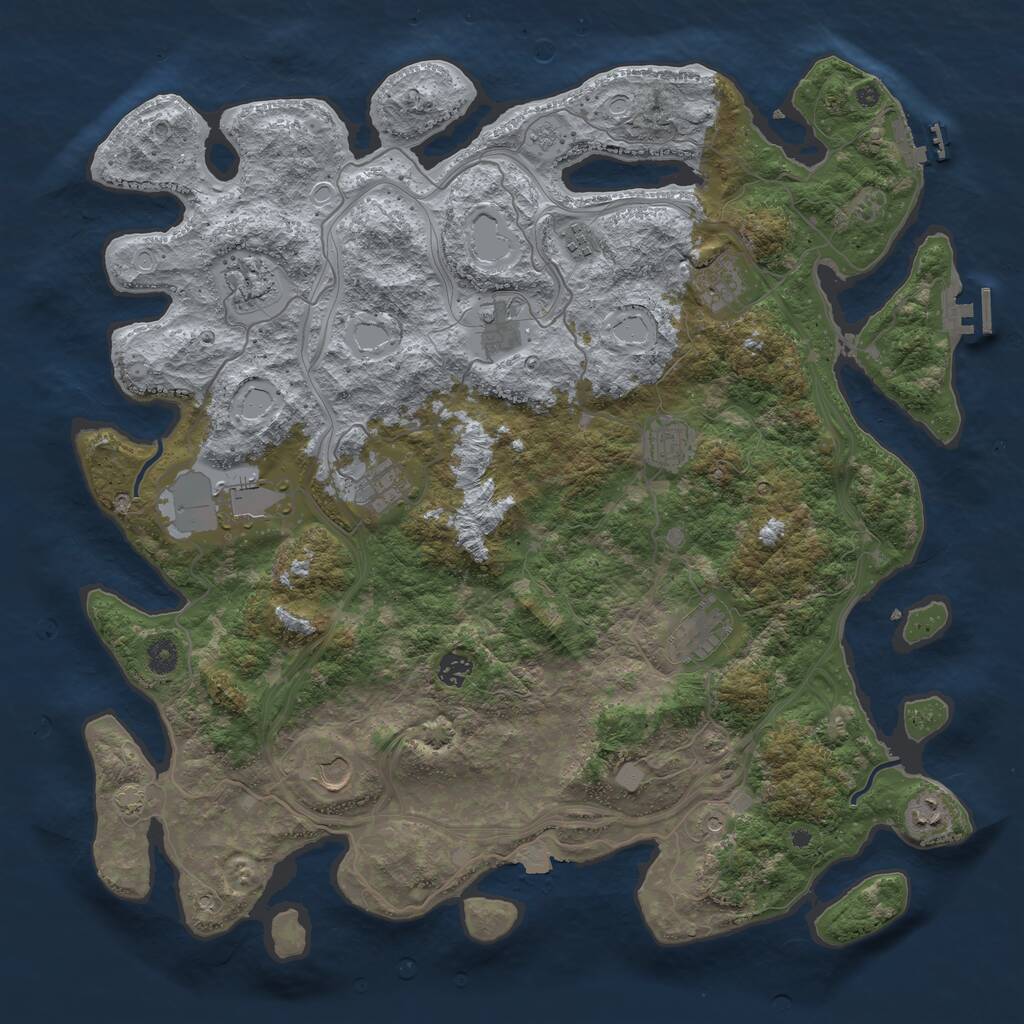 Rust Map: Procedural Map, Size: 4500, Seed: 121168692, 17 Monuments