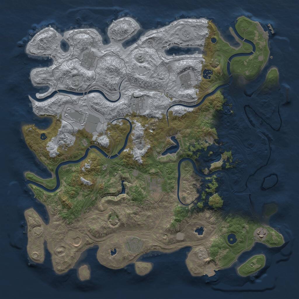 Rust Map: Procedural Map, Size: 4500, Seed: 121168692, 17 Monuments