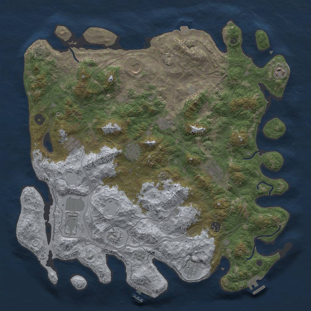 Rust Map: Procedural Map, Size: 4500, Seed: 1353028041, 19 Monuments