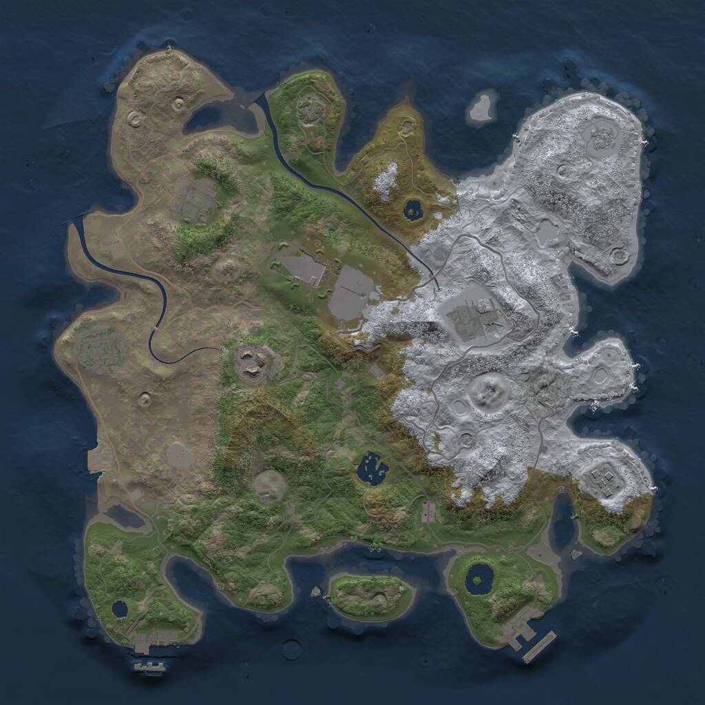 Rust Map: Procedural Map, Size: 3500, Seed: 1242195205, 13 Monuments