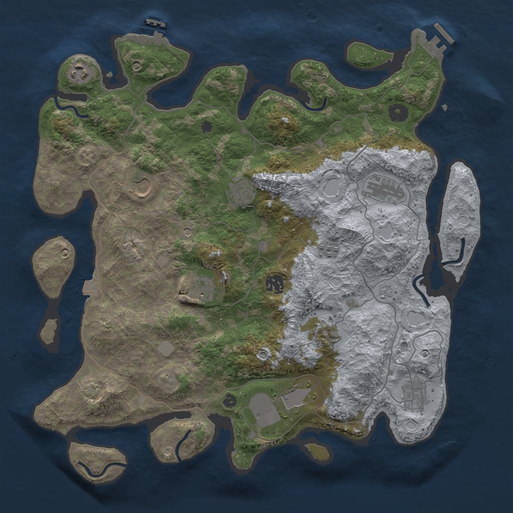 Rust Map: Procedural Map, Size: 4000, Seed: 4557755, 18 Monuments