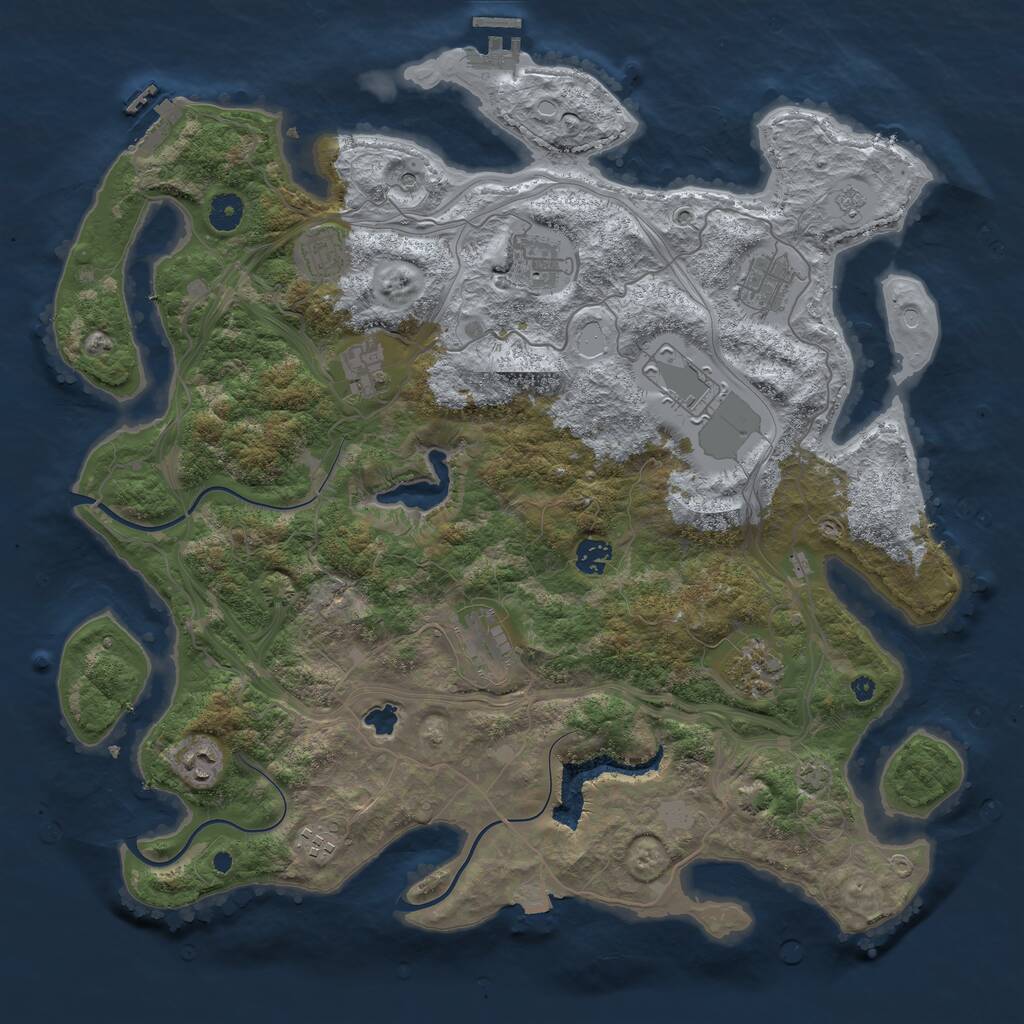 Rust Map: Procedural Map, Size: 4250, Seed: 1188723490, 16 Monuments