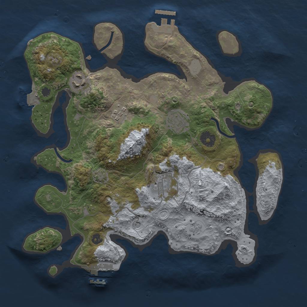 Rust Map: Procedural Map, Size: 3000, Seed: 8735420, 12 Monuments