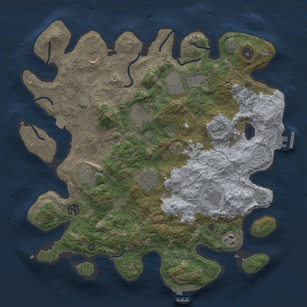 Rust Map: Procedural Map, Size: 3750, Seed: 98517, 18 Monuments