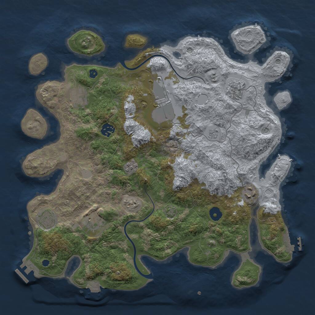 Rust Map: Procedural Map, Size: 3650, Seed: 35841360, 14 Monuments
