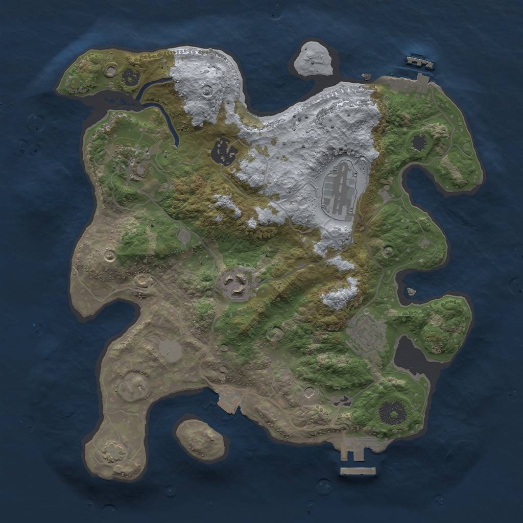 Rust Map: Procedural Map, Size: 3000, Seed: 881780928, 12 Monuments