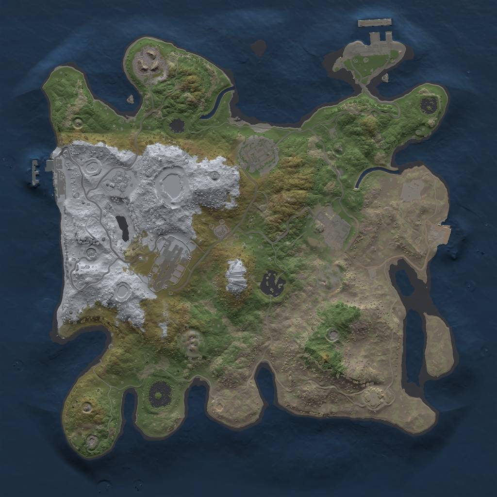 Rust Map: Procedural Map, Size: 3000, Seed: 1955700823, 13 Monuments